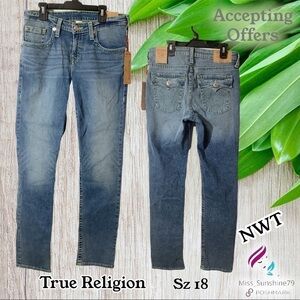 True Religion NWT - Sz 18 slim - ombre blue cool dye - see measurements ♥️